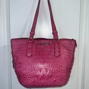 Brahmin Pink Croc-Embossed Shoulder Bag